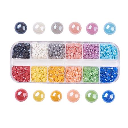 ARRICRAFT 1 Box 12 Colors 4mm Pearlized Plated Handmade Porcelain Cabochons Half Round for Craft DIY Nail Making (About 1920pcs)