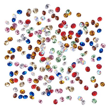 ARRICRAFT 10 Bag Glass Pointed Back Rhinestones, Cone, Back Plated, Assorted Color Mixed, 2mm in diameter, 2mm thick, about 1440pcs/bag