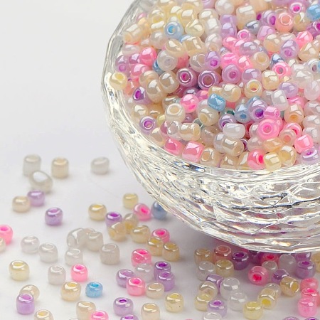 ARRICRAFT 8/0 Glass Seed Beads, Round Hole Rocailles, Mixed Color, about 3mm in diameter, hole: 0.8mm, about 10000pcs/pound
