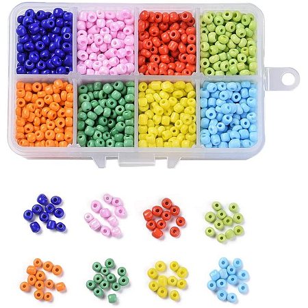 NBEADS 1 Box 8 Color 6/0 Round Glass Seed Beads, Diameter 4mm Opaque Colors Loose Spacer Beads Pony Beads with 1.5mm Hole for DIY Craft Bracelet Necklace Jewelry Making, Mixed Color