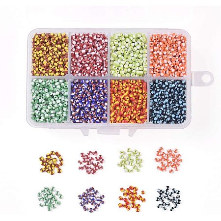 NBEADS 1 Box 8 Color 8/0 Round Glass Seed Beads, Opaque Colors Seep Loose Spacer Beads Pony Beads with 0.8mm Hole for DIY Craft Bracelet Necklace Jewelry Making, Mixed Color