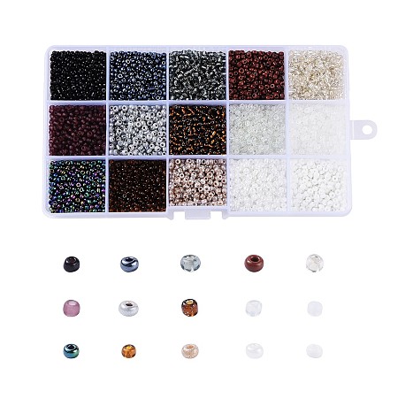 ARRICRAFT Glass Seed Beads, Silver Lined & Transparent & Trans. Colours Lustered & Trans. Colors Rainbow & Frosted Colors & Opaque Colours Seed & Baking Paint & Ceylon, Round, Mixed Color, 8/0, 3mm, Hole: 1mm, 180g/box