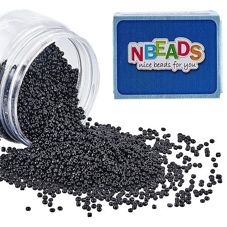 NBEADS 120g 12/0 Glass Seed Beads Opaque Black Seed Beads 2mm Round Loose Beads Pony Beads for DIY Craft Bracelet Necklace Jewelry Making