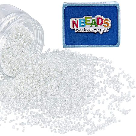 NBEADS 120g 12/0 Glass Seed Beads Opaque White Seed Beads 2mm Round Loose Beads Pony Beads for DIY Craft Bracelet Necklace Jewelry Making