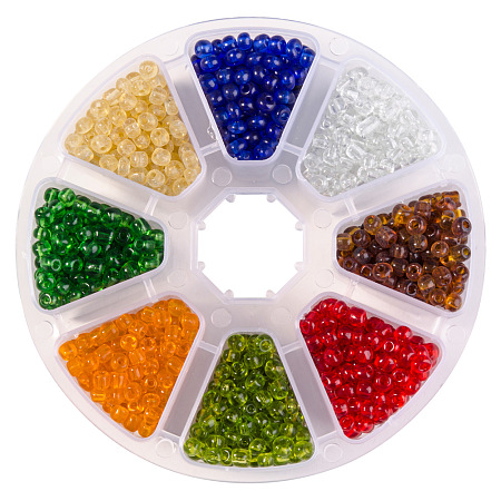 PandaHall Elite Multicolor 6/0 Diameter 4mm Round Glass Seed Beads for Jewelry Making, about 1440pcs/box
