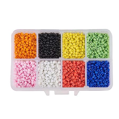ARRICRAFT About 3600pcs 10 Color 8/0 Glass Seed Beads 3mm Opaque Craft Beads with Container Box for Bracelets Jewelry Making