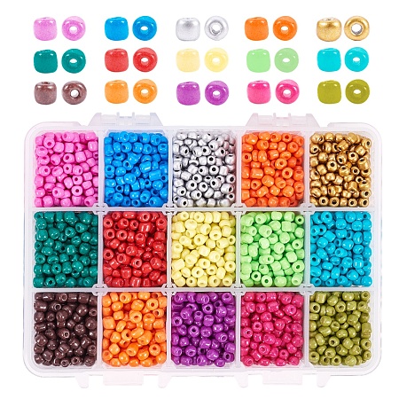 Baking Paint Glass Seed Beads, Round, Mixed Color, 6/0, 4~5x3~4mm, Hole: 1~2mm; about 220pcs/color