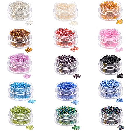 PandaHall Elite 9000pcs Glass Seed Beads for Jewelry Making, 15 Colors 8/0 Seed Beads Craft Glass Beads Craft Pony Waist Beads for Friendship Bracelets, Earrings, Necklaces Jewelry Making Supplies