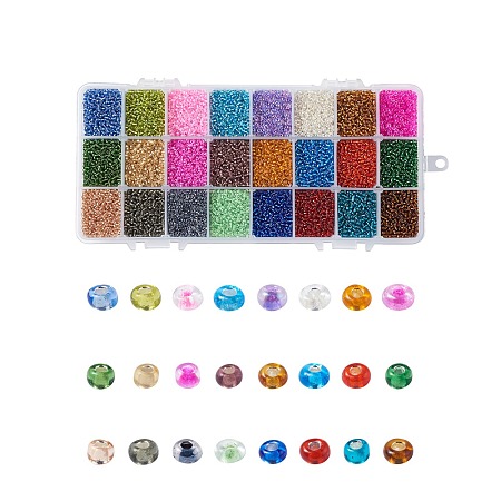 Honeyhandy 12/0 Glass Seed Beads, Round, Mixed Color, 21.8x11x3cm