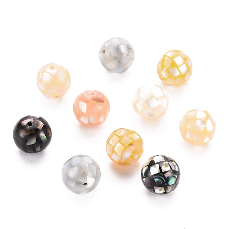 ARRICRAFT Natural Mixed Shell Beads, Round, Mixed Color, 8.5mm, Hole: 1mm