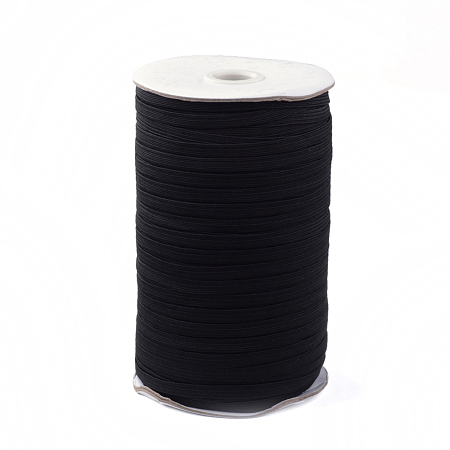 Arricraft Flat Elastic Band, Braided Stretch Strap Cord Roll for Sewing Crafting and Mask Making, Black, 10mm; about 100yards/roll(300 feet/roll)