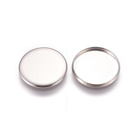 Honeyhandy 304 Stainless Steel Plain Edge Bezel Cups, Cabochon Settings, Flat Round, Stainless Steel Color, Tray: 18mm, 19.5x1.5mm