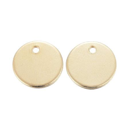 PandaHall Elite 100pcs 6mm 304 Stainless Steel Flat Round Blank Stamping Tag Pendants Charms with 1.2mm Hole for Bracelet Jewelry Making, Golden