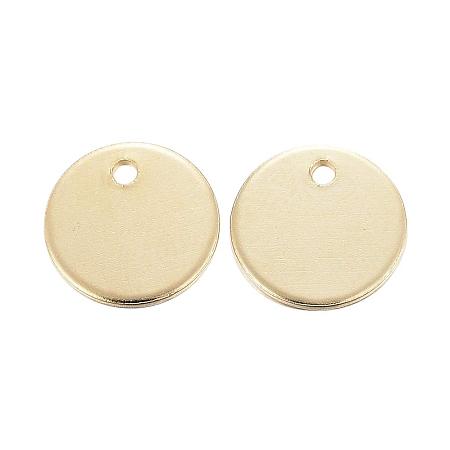 ARRICRAFT 100pcs 8mm 304 Stainless Steel Flat Round Blank Stamping Tag Pendants Charms with 1.2mm Hole for Bracelet Jewelry Making, Golden