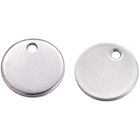 UNICRAFTABLE 500pcs 304 Stainless Steel Pendants Flat Round Dangle Charms Blank Tags Silver Tone Metal Pendants 1.5mm Hole Crafting Jewelry Findings for DIY Necklace Bracelet Making 10x1mm
