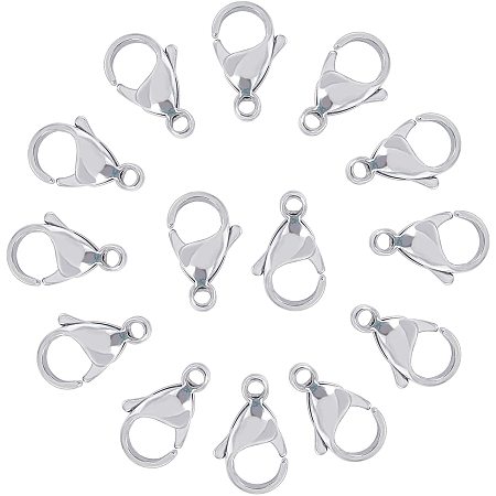 ARRICRAFT 10PCS Lobster Claw Clasps Stainless Steel Jewelry Clasps Chains End Clips for Necklaces Bracelet Jewelry Making-Stainless Steel Color