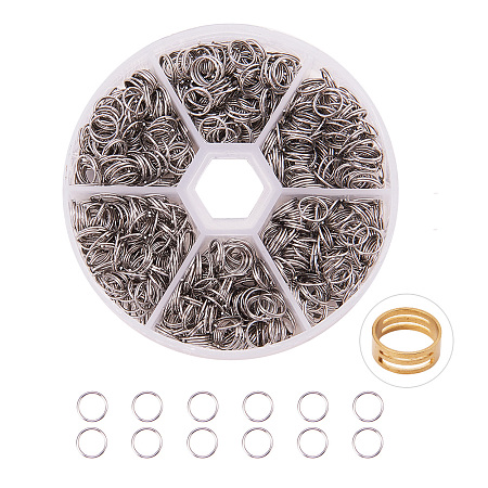 PandaHall Elite Diameter 7mm 304 Stainless Steel Split Rings Double Loop Jump Ring Diameter 5mm for Jewelry Making, about 1800pcs/box