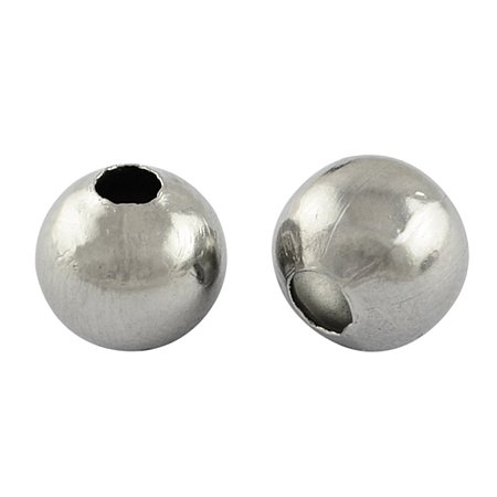 NBEADS 1000pcs Stainless Steel Spacer Beads Round Loose Beads for DIY Jewelry Making Findings(4x4mm, hole: 1.5mm)