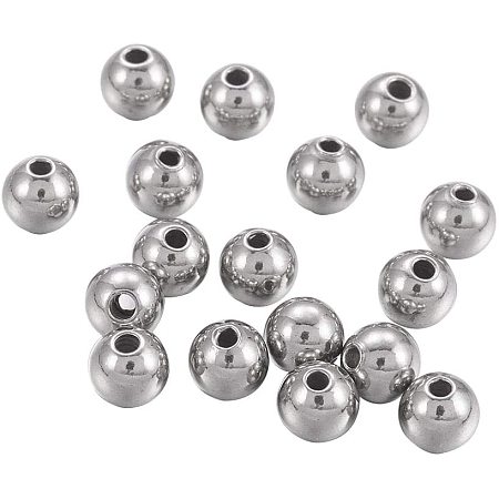 UNICRAFTALE About 1000pcs Stainless Steel Beads Round Charms Metal Color Loose Beads for DIY Bracelet Jewelry Making 4mm, Hole 1mm