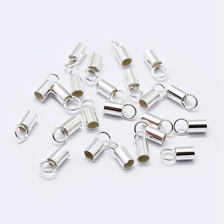 Honeyhandy 925 Sterling Silver Cord Ends, Silver, 6~7x1.5mm, Hole: 2mm, Inner Diameter: 1mm