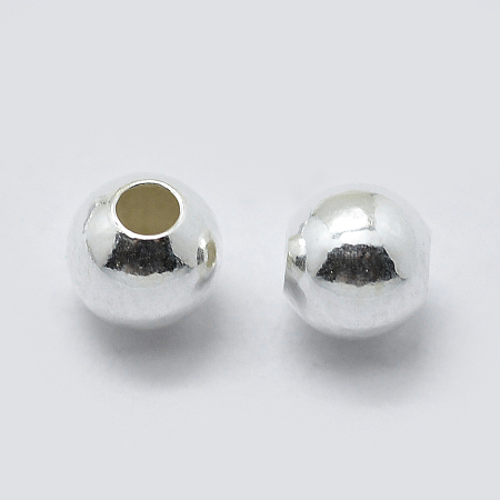 Honeyhandy 925 Sterling Silver Spacer Beads, Round, Silver, 4mm, Hole: 1mm, about 90pcs/10g