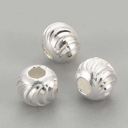 Honeyhandy 925 Sterling Silver Beads, Round, Silver, 3x2.5mm, Hole: 1.5mm