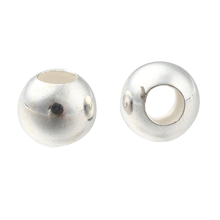 Honeyhandy 925 Sterling Silver Beads, Round, Silver, 4mm, Hole: 1.6mm
