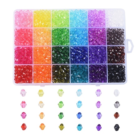 Arricraft Transparent Acrylic Beads, Bicone, Mixed Color, 6x5.5mm, Hole: 2mm, about 2928pcs/box