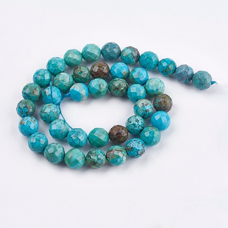 Honeyhandy Dyed & Heated Natural Howlite Beads Strands, Faceted, Round, 6mm, Hole: 1mm, about 65pcs/strand, 15.7 inch(40cm)