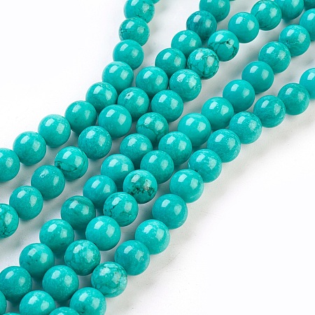 Honeyhandy Natural Howlite Beads Strand, Round, Dyed & Heated, Turquoise, 8mm, Hole: 1mm