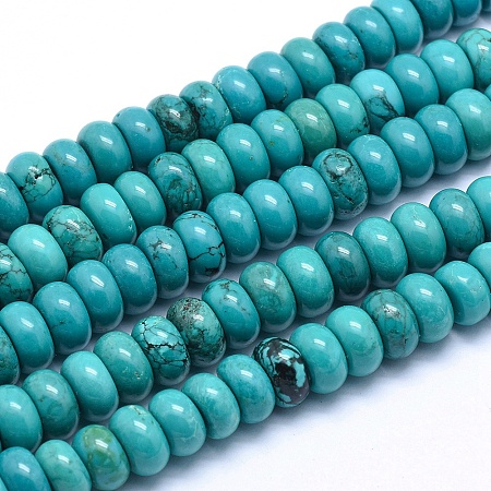 Natural Howlite Beads Strands, Dyed, Rondelle, 10x5mm, Hole: 1mm, about 68pcs/strand, 15.7 inch(40cm)