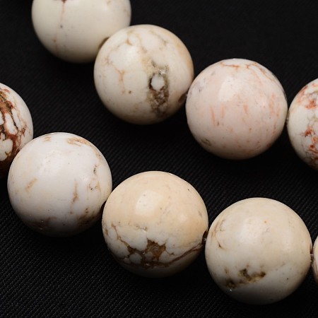 Honeyhandy Natural Magnesite Beads Strands, Round, 8mm, Hole: 1mm, about 48pcs/strand, 15.7 inch(39.8cm)