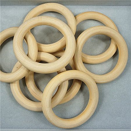 NBEADS 100pcs Annular Wooden Linking Rings, Khaki, 30x6mm, Hole: 17mm