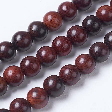 Honeyhandy Natural Wood Beads Strands, Round, Coconut Brown, 10mm, Hole: 1mm, about 38pcs/strand, 15.5 inch(39.5cm)