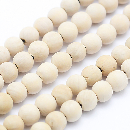 Natural Thuja Sutchuenensis Wood Beads Strands, Round, Dyed, 4mm, Hole: 1mm; about 98pcs/strand, 15.55 inches(39.5cm)