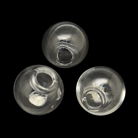 Honeyhandy Round Handmade Blown Glass Globe Ball Bottles, for Glass Vial Pendants Making, Clear, 12mm, Hole: 3~4mm