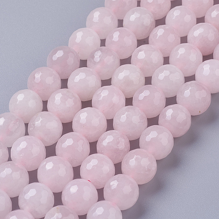 Honeyhandy Natural Rose Quartz Beads Strands, Faceted, Round, 10mm, Hole: 1mm, about 37pcs/strand, 14.9 inch~15.1 inch