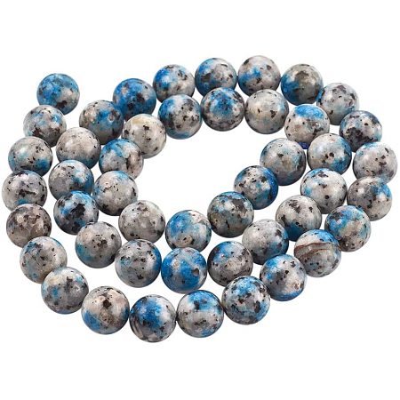 CHGCRAFT 1 Strand 6mm Natural K2 Azurite Beads Round Gemstone Stone Beads for Jewelry Making
