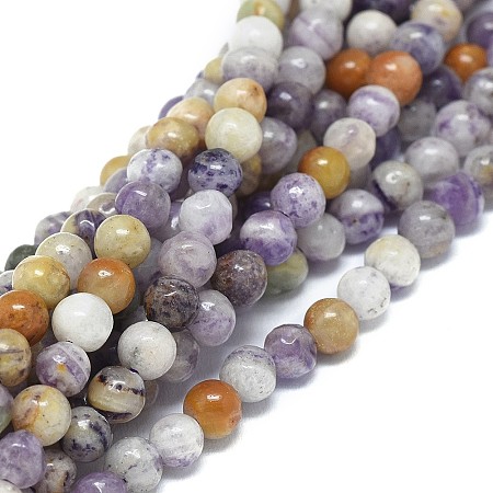 Natural Lilac Jade Beads Strands, Round, 6mm, Hole: 0.8mm; about 67pcs/strand, 15.94 inches(40.5cm)
