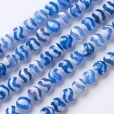 Nbeads Natural Grade A Agate Beads Strands, Dyed & Heated, Round, Faceted, Blue, 10mm, Hole: 1.2mm; about 37pcs/strand, 14.9''(38cm)