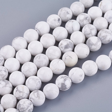 Honeyhandy Natural Howlite Round Bead Strands, 8mm, Hole: 1mm, about 47pcs/strand, 15.7 inch