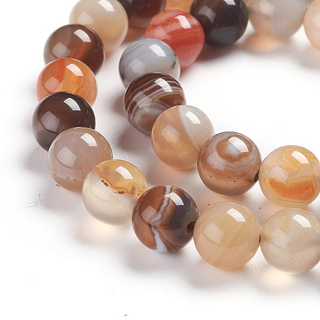 Natural Agate Imitation Botswana Beads Strands, Dyed & Heated, Round, 8mm, Hole: 1.4mm, about 48pcs/strand, 15.35 inch(39cm)