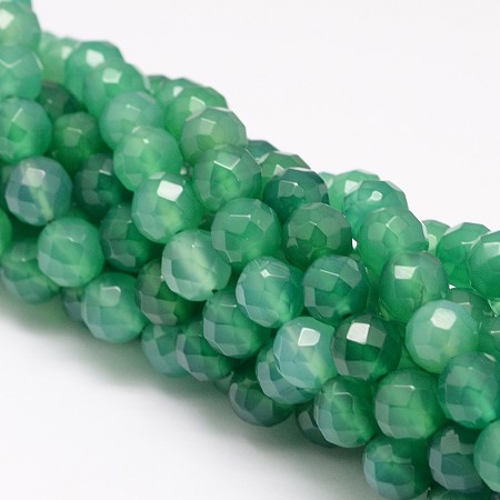 Arricraft Natural Green Onyx Agate Beads Strands, Round, Dyed, Faceted, Sea Green , 8mm, Hole: 1mm, about 51pcs/strand, 15.75 inch
