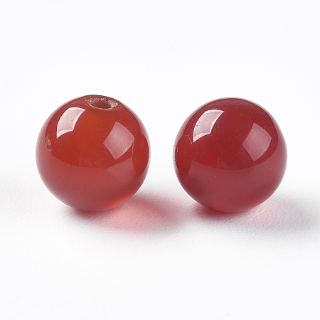 Honeyhandy Natural Carnelian Beads, Half Drilled, Dyed & Heated, Round, 6mm, Hole: 1mm