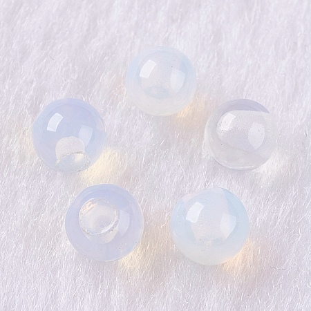 Honeyhandy Opalite Beads, Half Drilled, Round, 8mm, Hole: 1mm