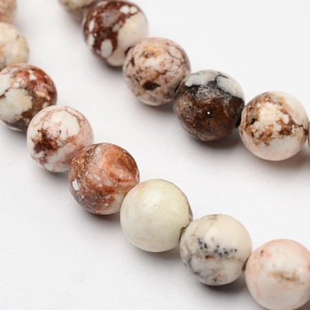 Honeyhandy Round Natural Magnesite Beaded Strands, 8mm, Hole: 1mm, about 48pcs/strand, 15.7 inch