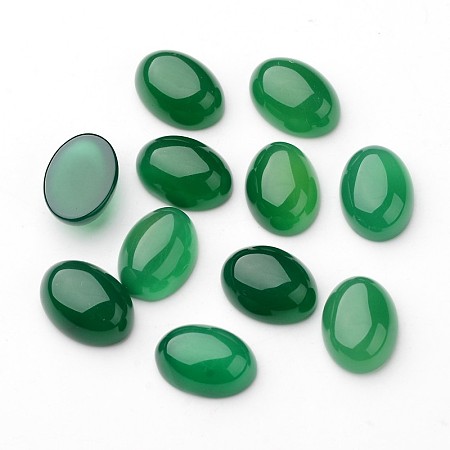 Honeyhandy Grade A Natural Green Agate Oval Cabochons, Dyed, Dark Green, 18x13x8mm