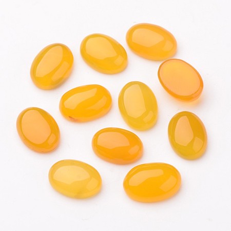 Honeyhandy Grade A Natural Yellow Agate Oval Cabochons, Dyed, Gold, 18x13x6.5mm