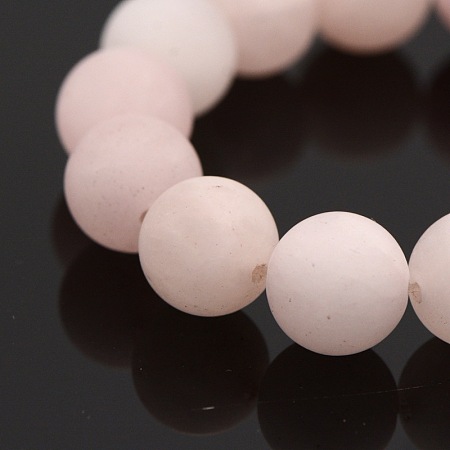 Honeyhandy Frosted Natural Rose Quartz Round Bead Strands, 10mm, Hole: 1mm, about 19pcs/strand, 7.5 inch