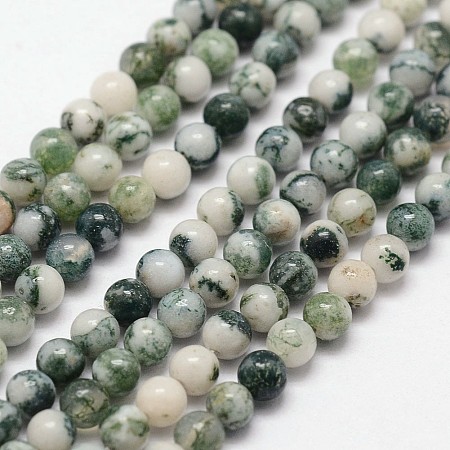 Natural Tree Agate Beads Strands, Round, 3mm, Hole: 0.5mm, 125pcs/strand, 15.7 inch